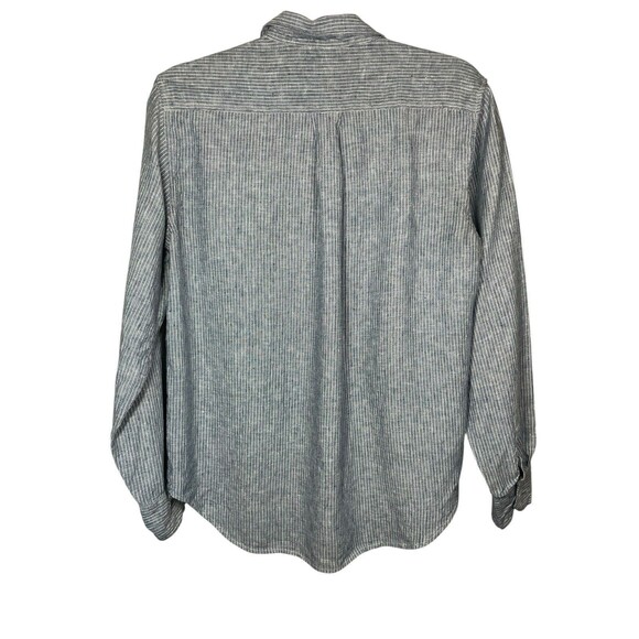 Everlane Relaxed Fit Linen Button Down Shirt Women's Size 6 blue Stripe Classic - Picture 4 of 12